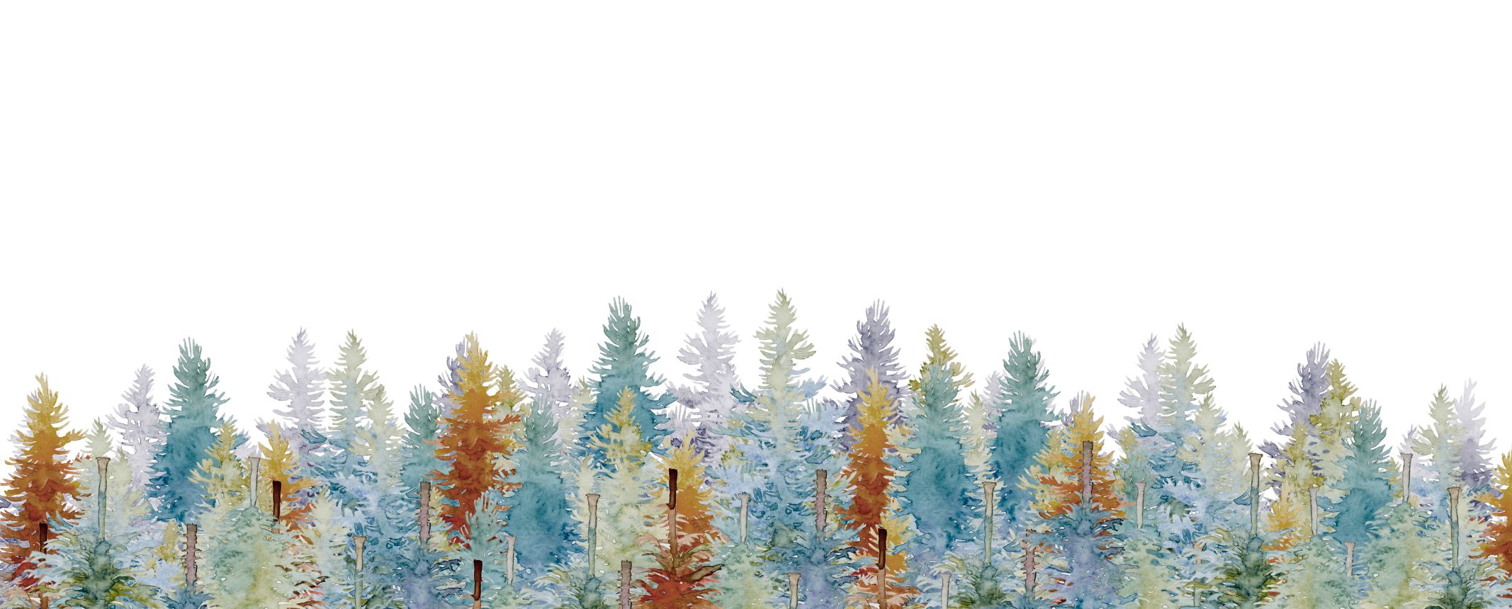 Peinture d'une forêt aux couleurs hivernales