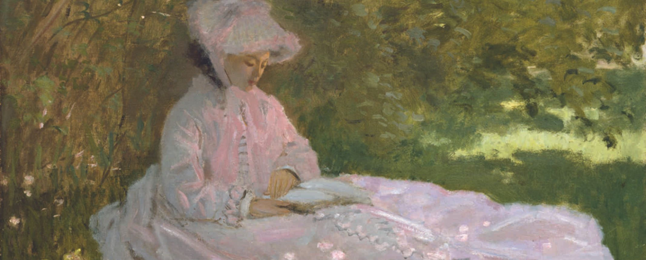 Peinture d'une femme lisant à l'ombre d'un arbre